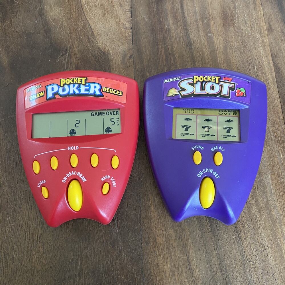Radica Pocket Poker & Pocket Slot 1999 Electronic Handheld Game Vintage